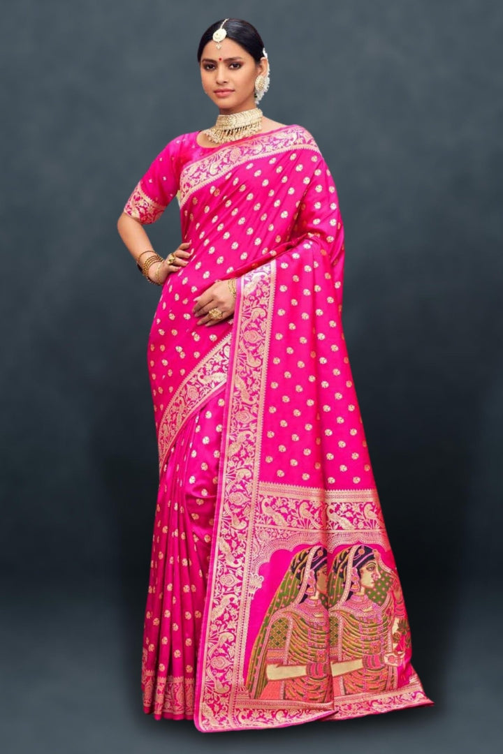 pink kanjivaram saree - pink kanjivaram silk saree - pink kanjeevaram saree