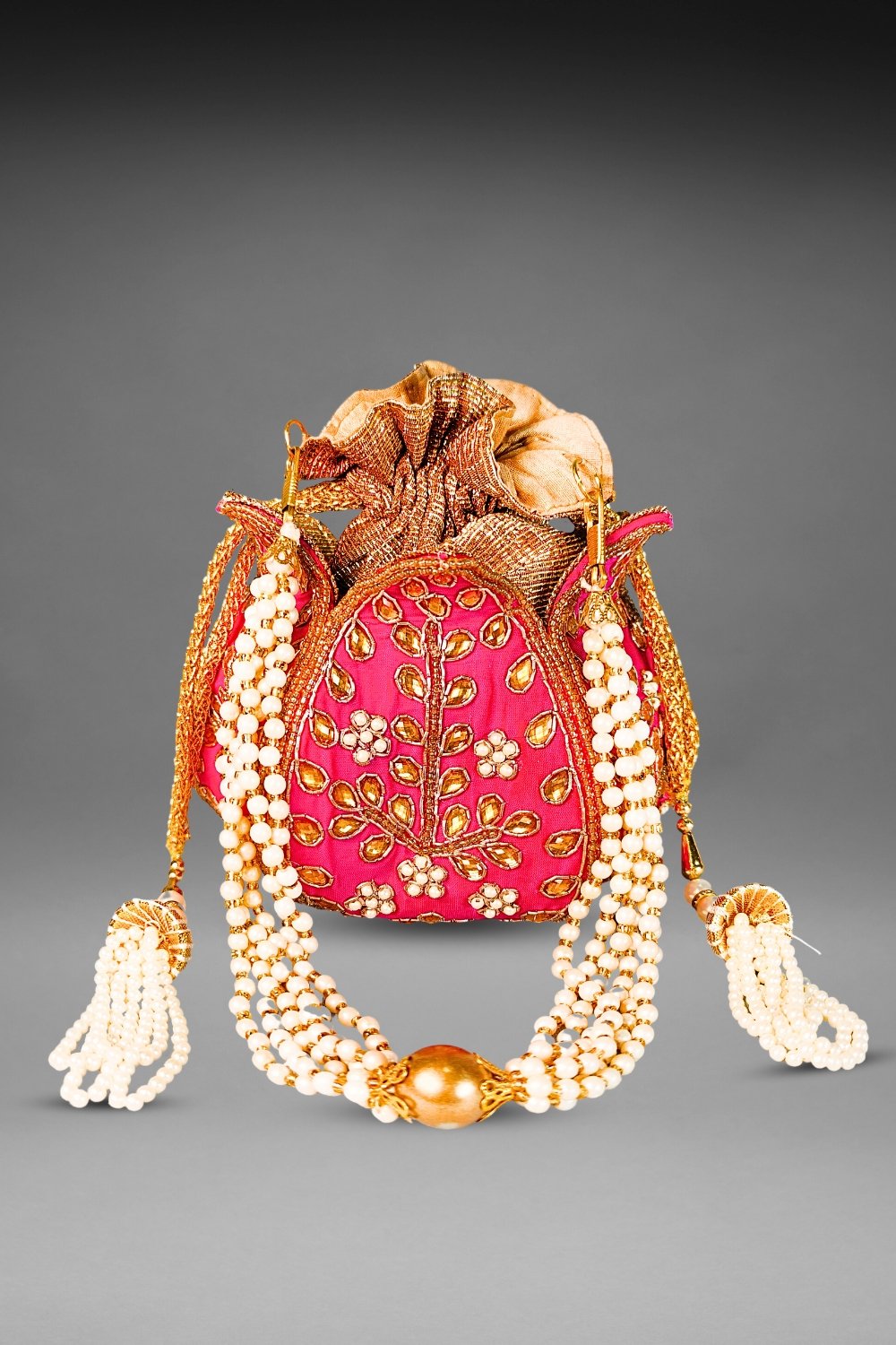 pink lotus potli bag