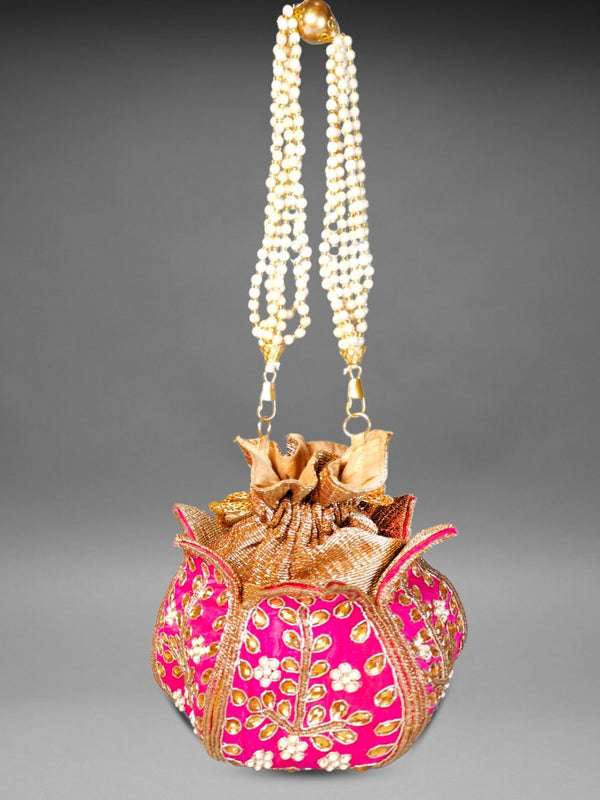 pink lotus potli bag