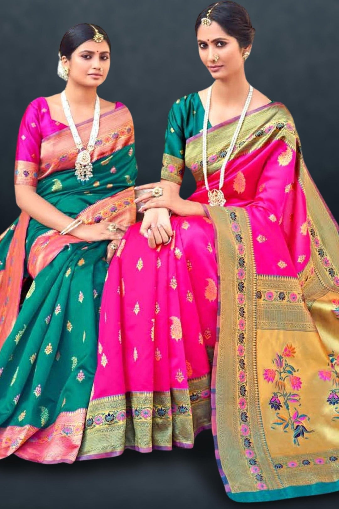 pink paithani saree - pink colour paithani saree