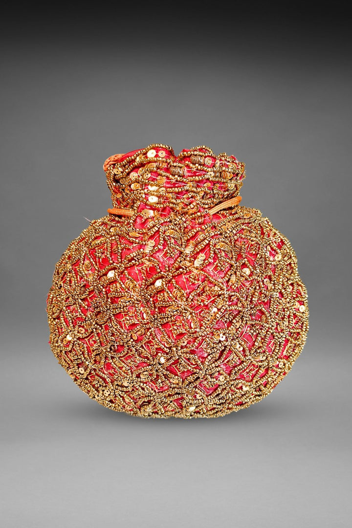 pink party wear potli bag