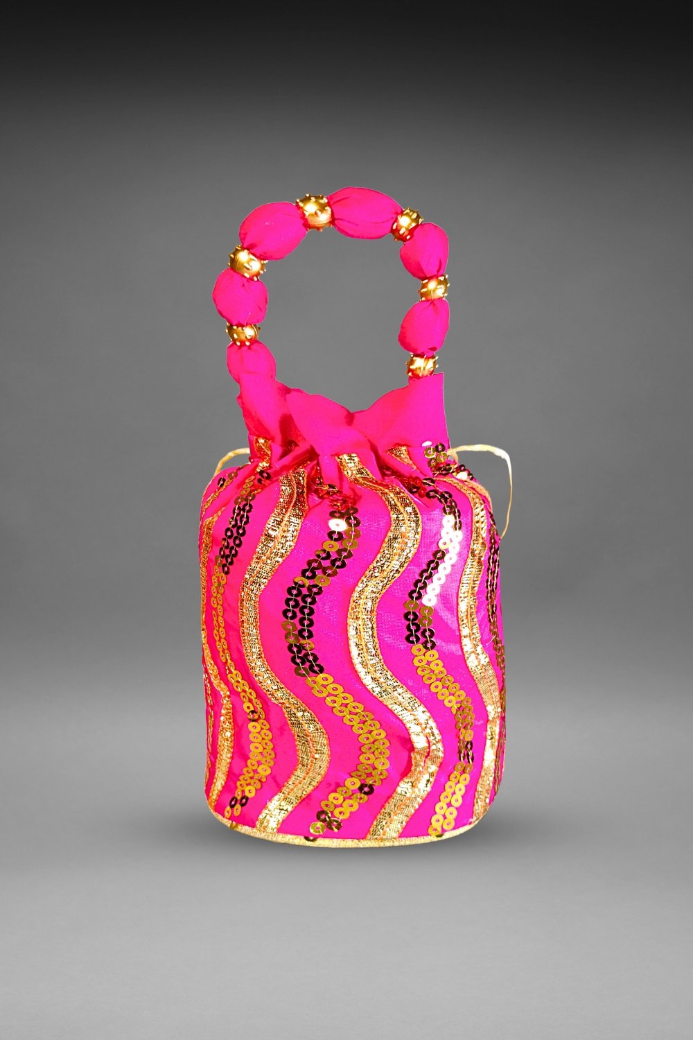 pink sequin potli bag