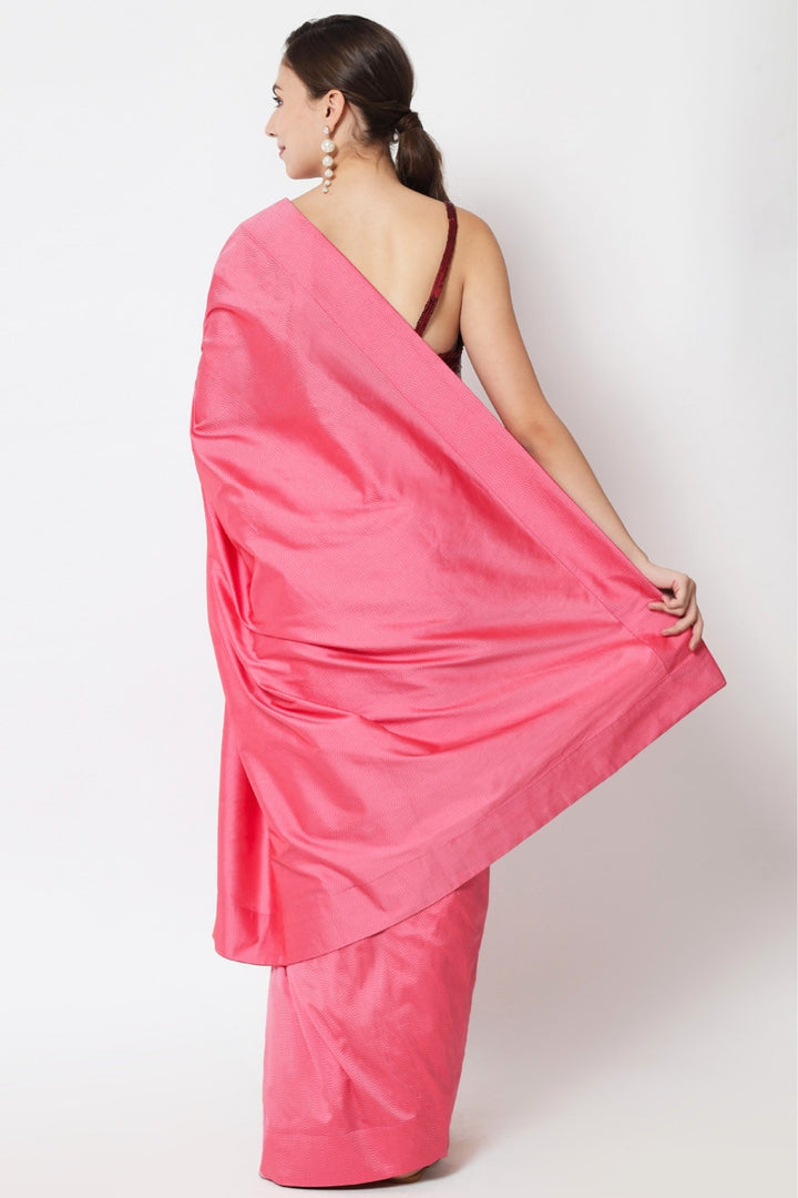 plain pink saree