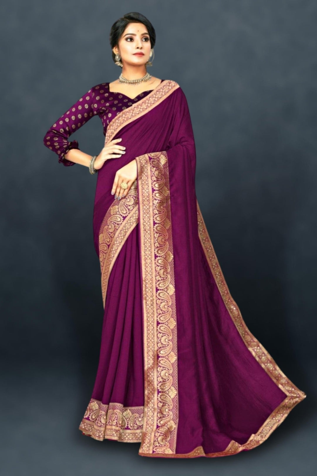 purple silk saree - silk saree purple saree contrast blouse