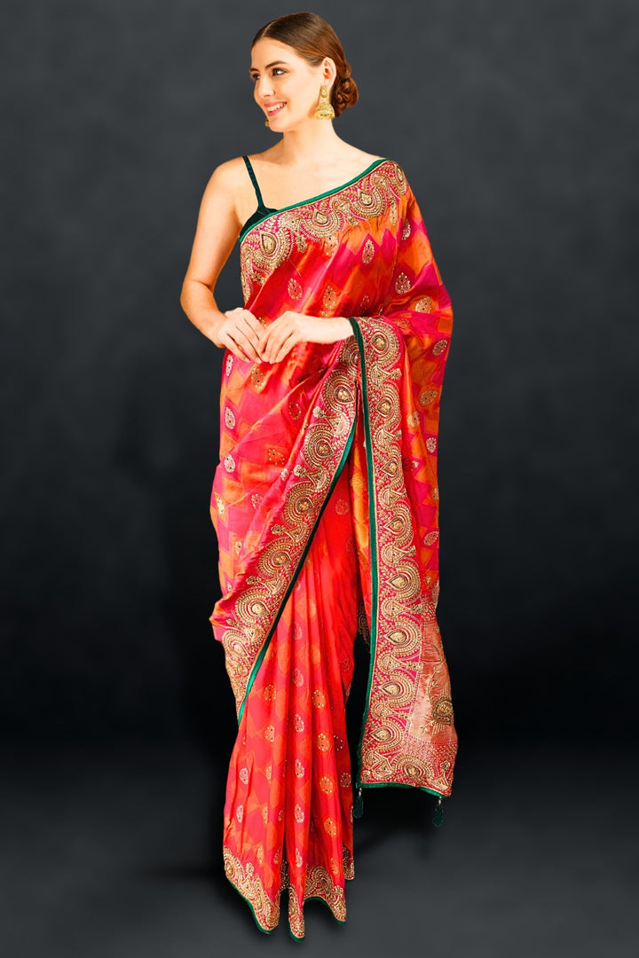 red kanchipuram saree - red kanchipuram silk saree - red kanchipuram bridal saree