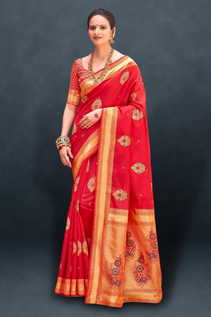 red kanjivaram saree - red kanjivaram silk saree - red bridal kanjivaram saree