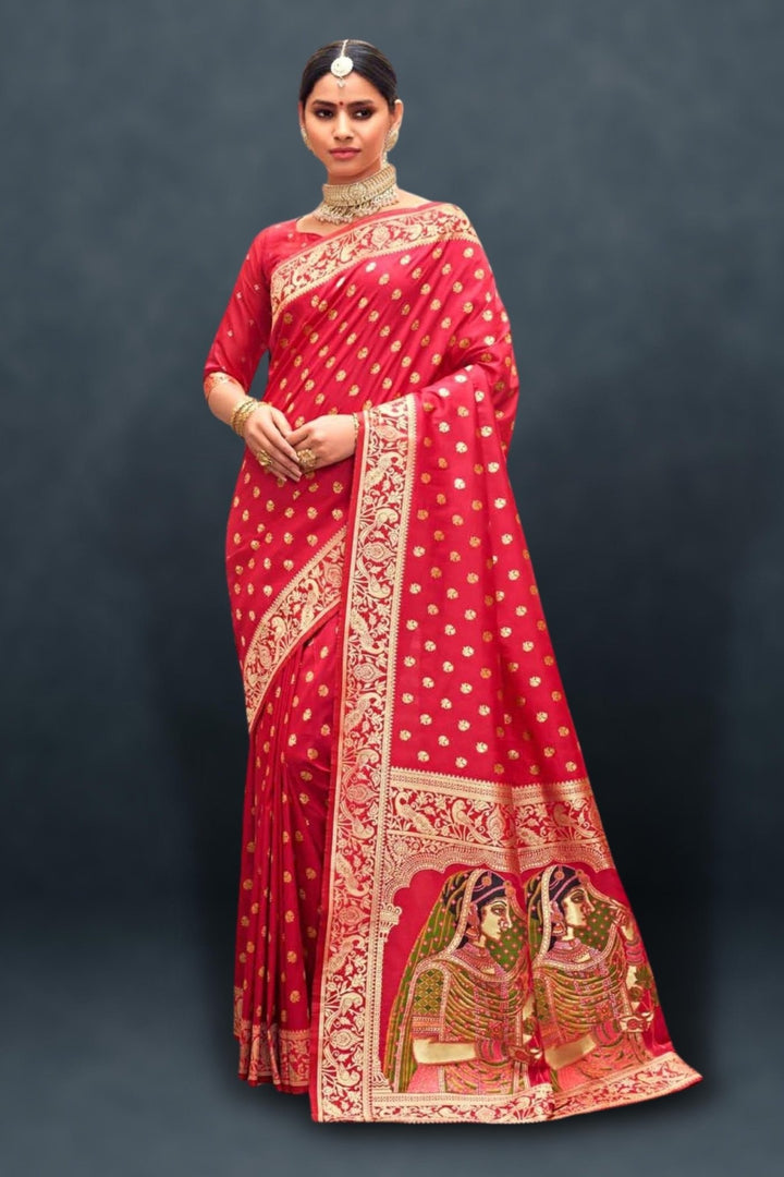 red paithani saree - red peshwai paithani