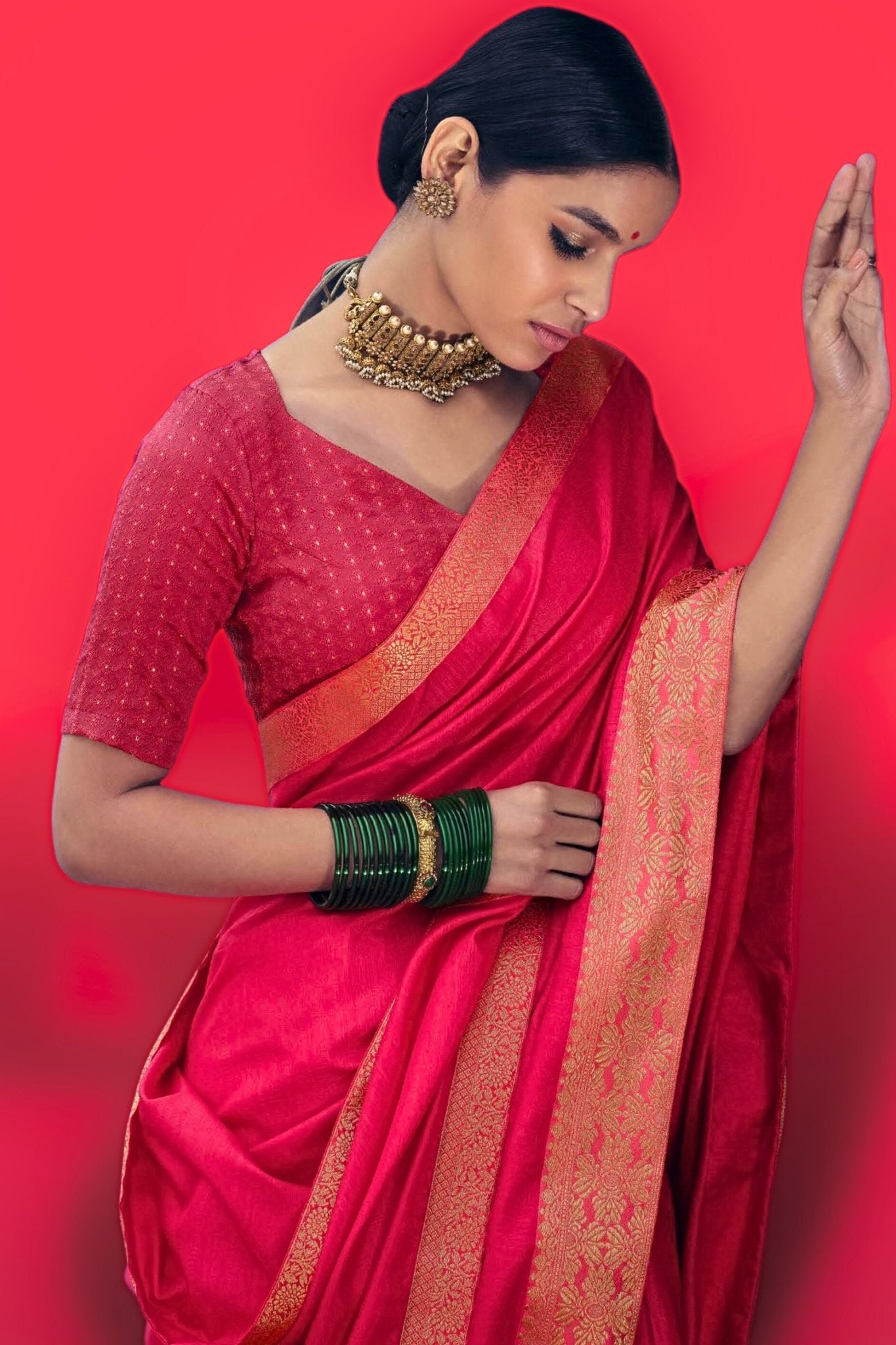 Instagram | Red saree blouse, Saree, Embroidery saree