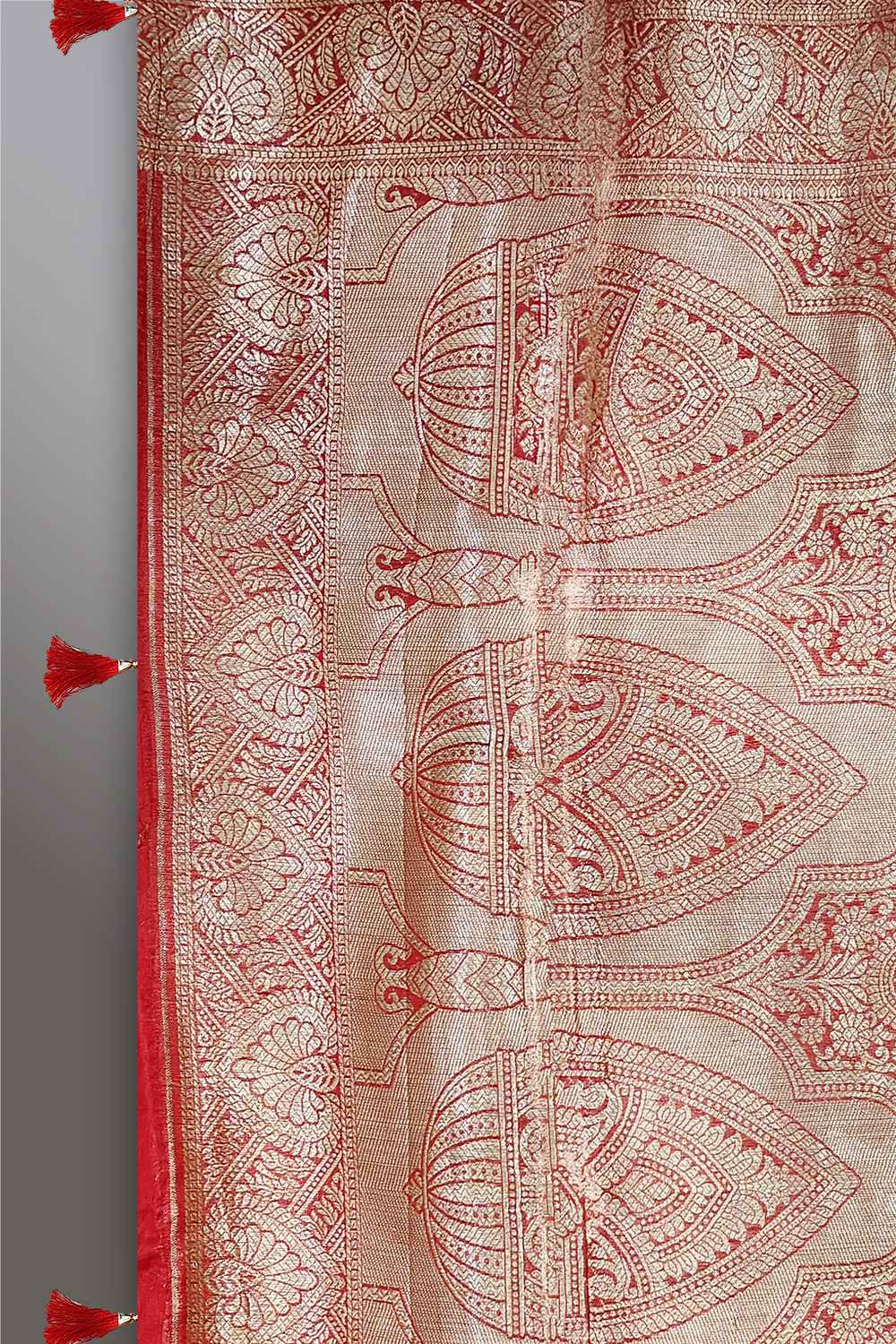 Red Saree with Golden Border