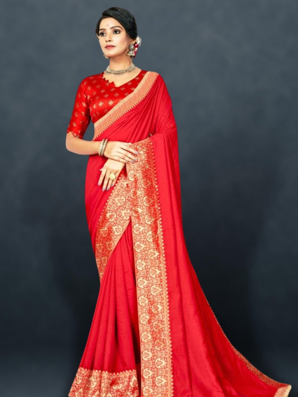 red silk saree