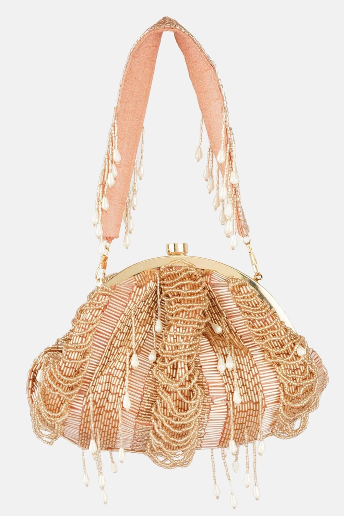 Rose gold beaded on sale clutch