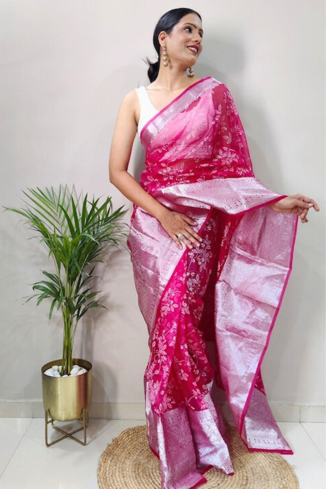 Silk mauve pink saree for wedding - G3-WSA54939 | G3fashion.com