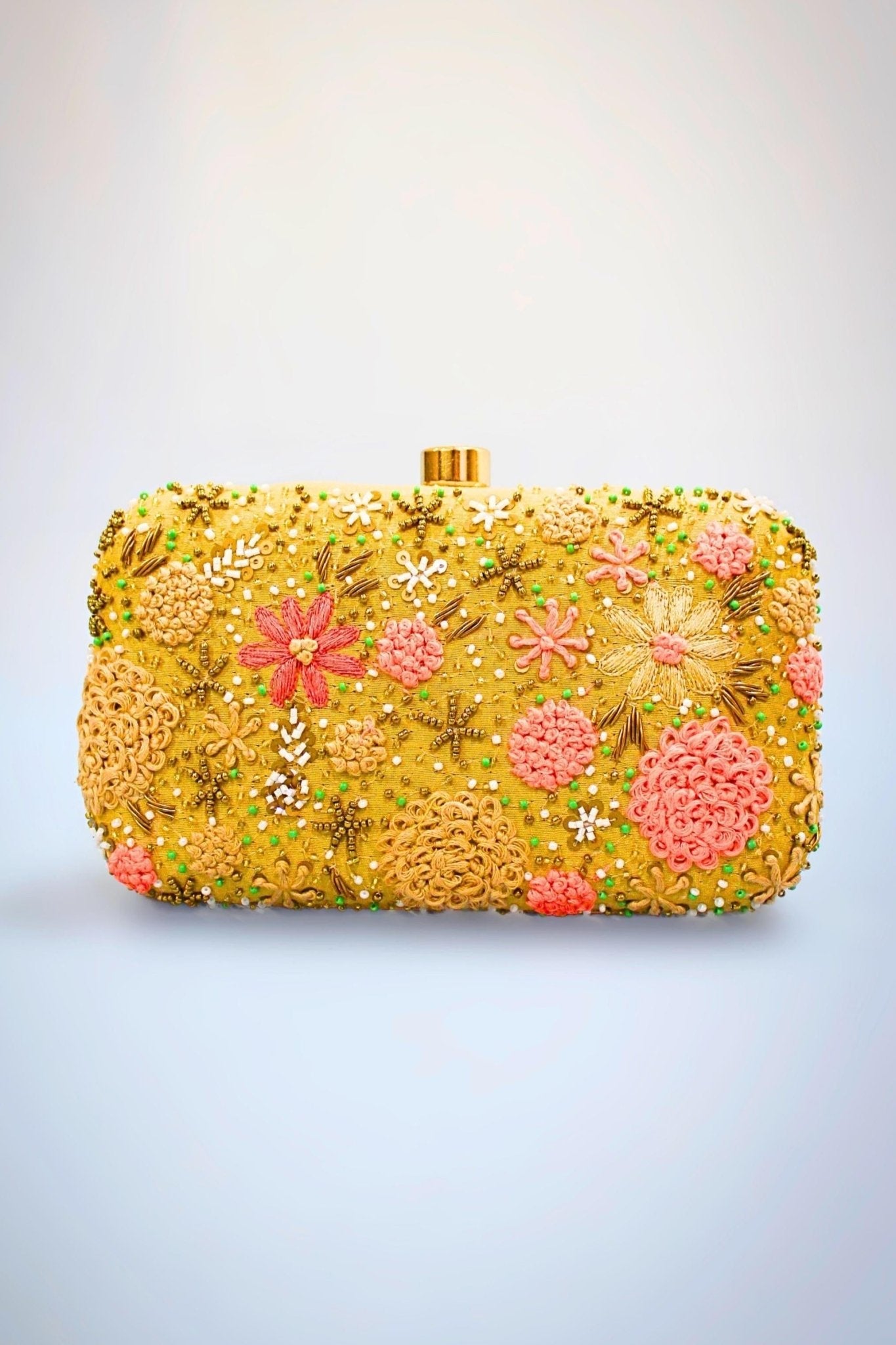 Yellow Clutch Canvas Lined Bag - 25x18 cm