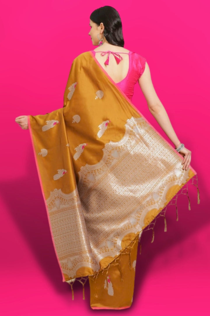 yellow silk saree - yellow colour silk saree - yellow silk saree for wedding - yellow soft silk saree