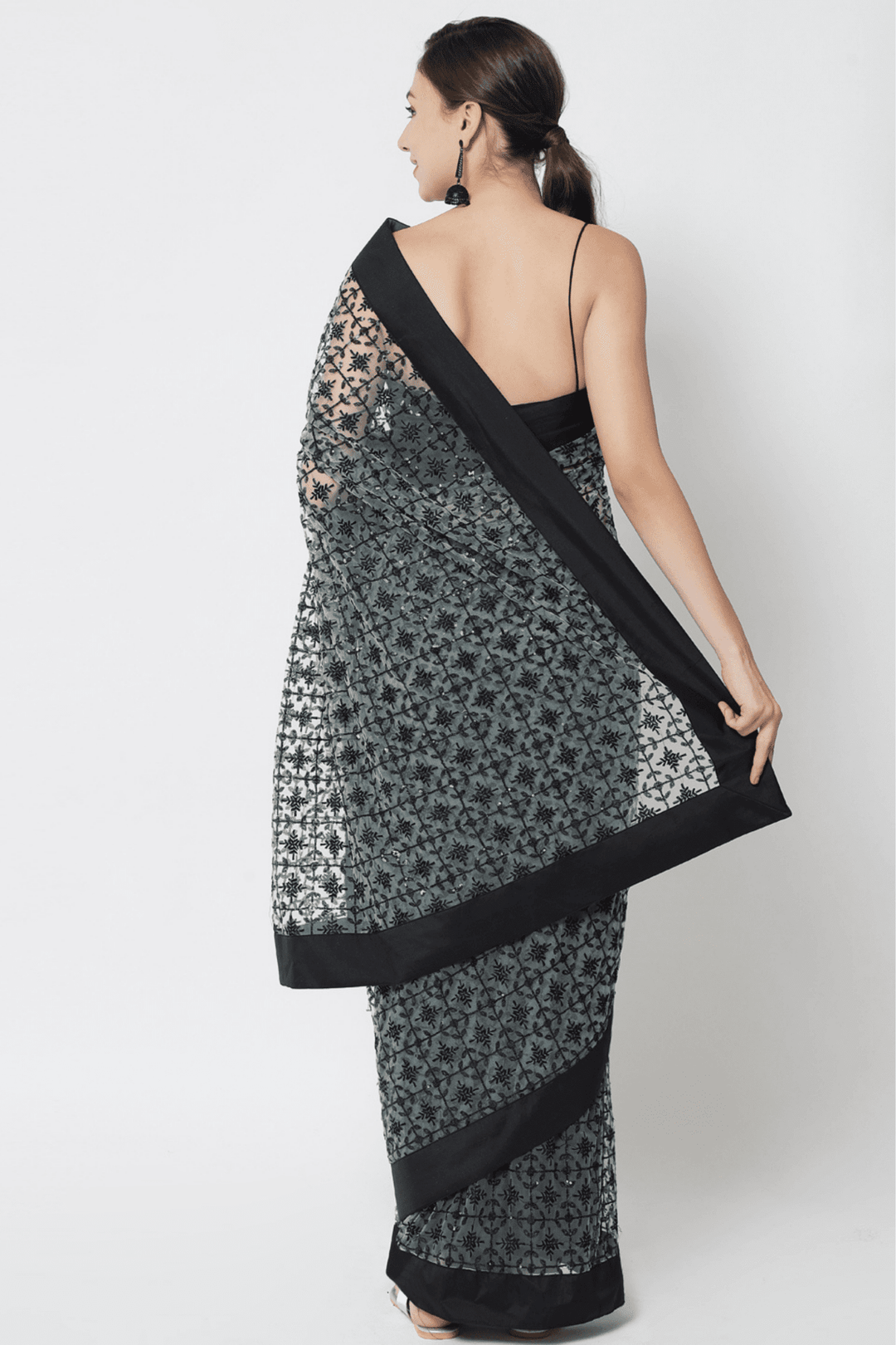 net sequin saree - net sequence saree