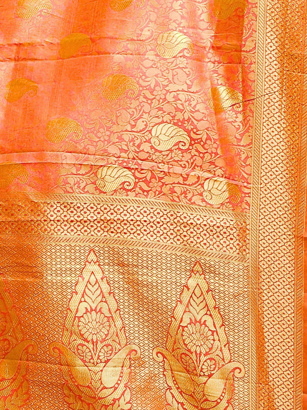 orange silk saree - orange colour silk saree - orange soft silk saree - orange kanchipuram silk saree - silk saree orange colour
