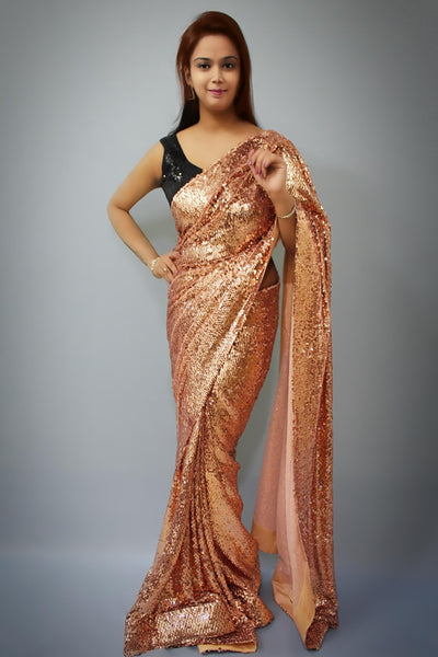 Make a entrance Rose-Gold Saree 