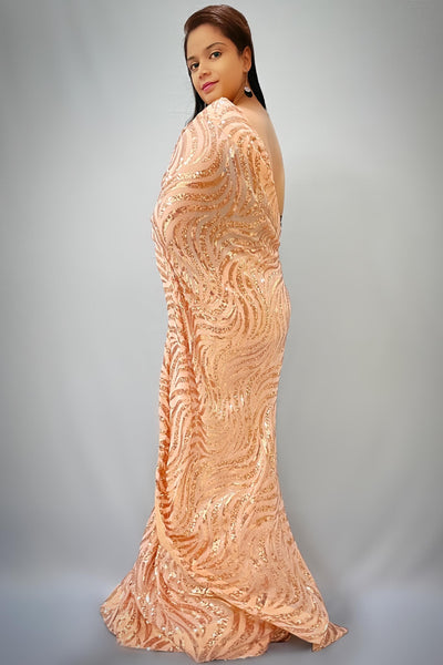 Snake Sequin Rose Gold Saree