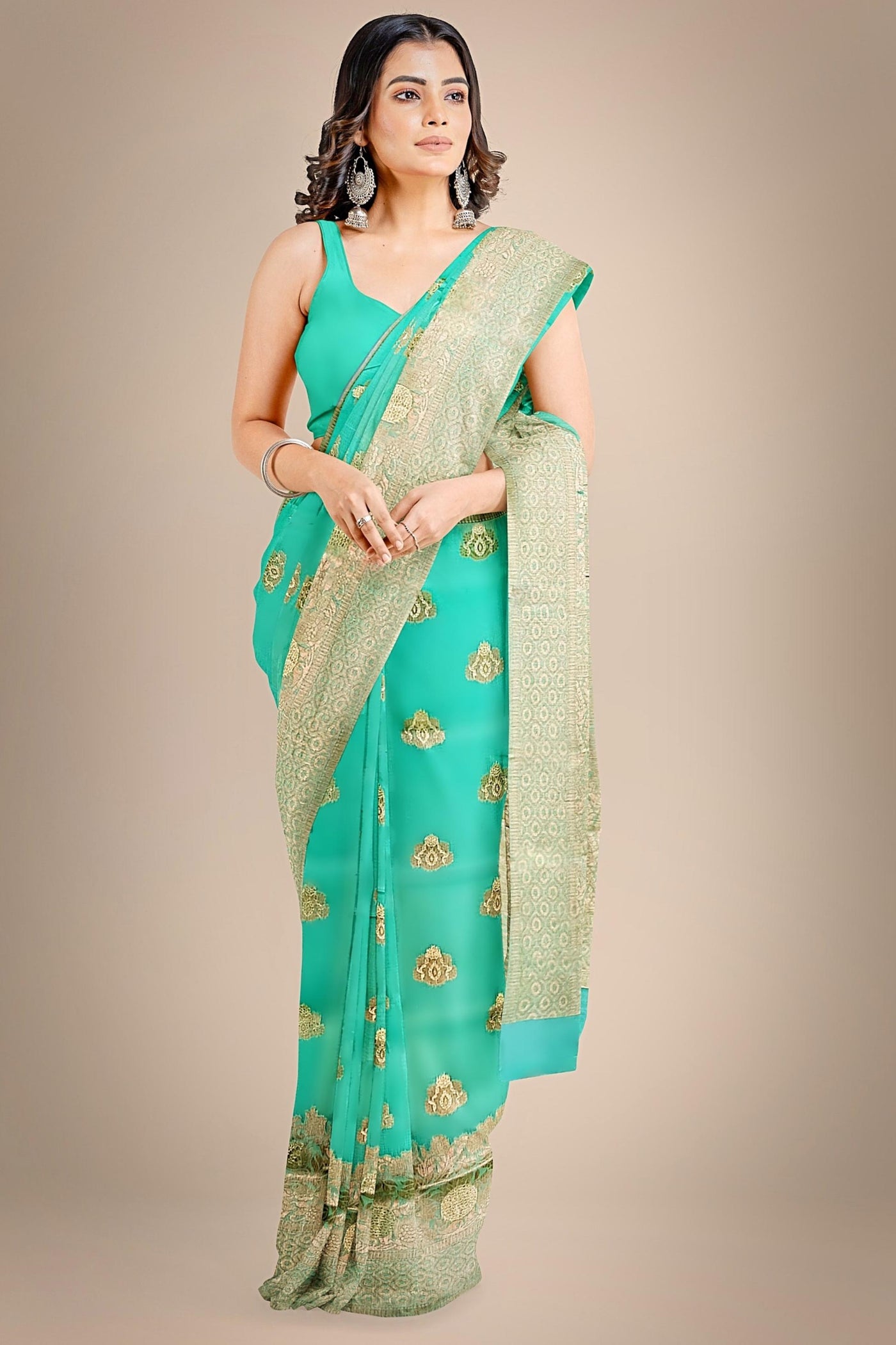 ANOTHER LIFE GREEN BANARASI ORGANZA SAREE - Sttylme