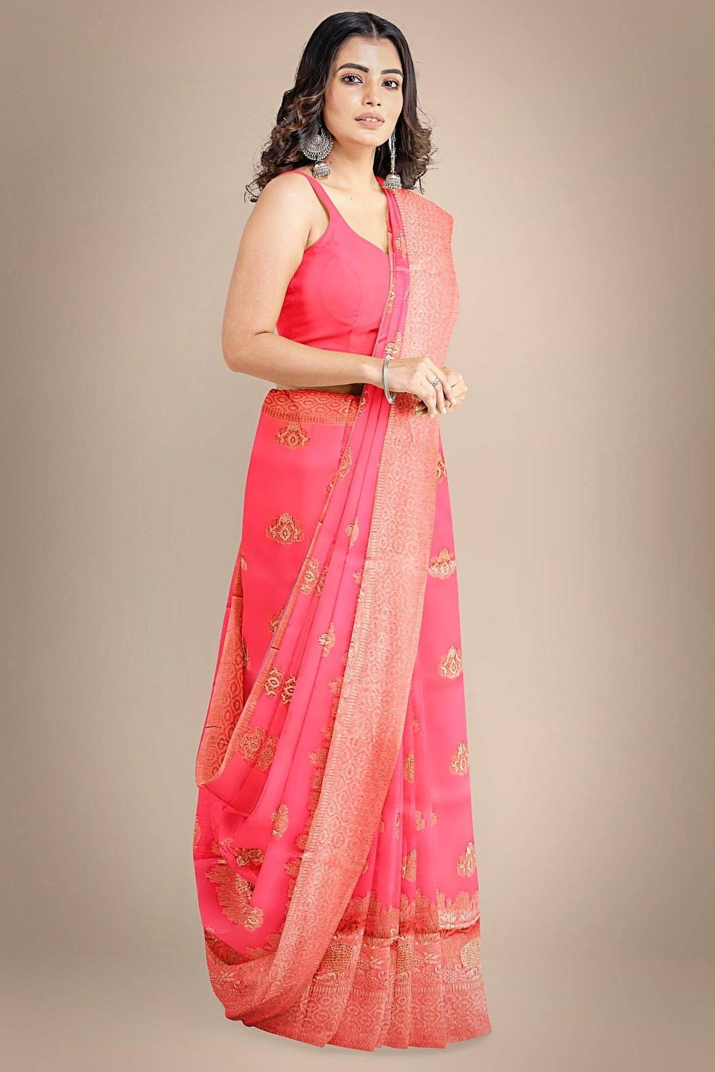 Another Life Pink Banarasi Organza Saree - Sttylme