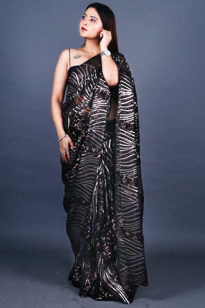 Irish Coffee Sequin Saree