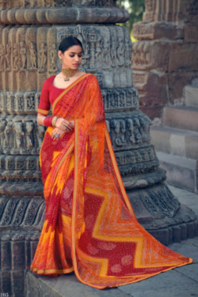 Sttylme - Chiffon Chunri Saree
