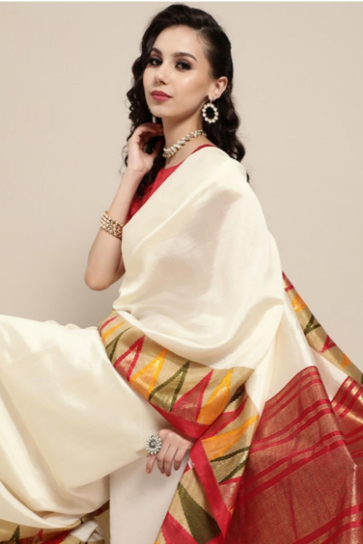     Elegant-Off-White-Chanderi-Saree-Sttylme