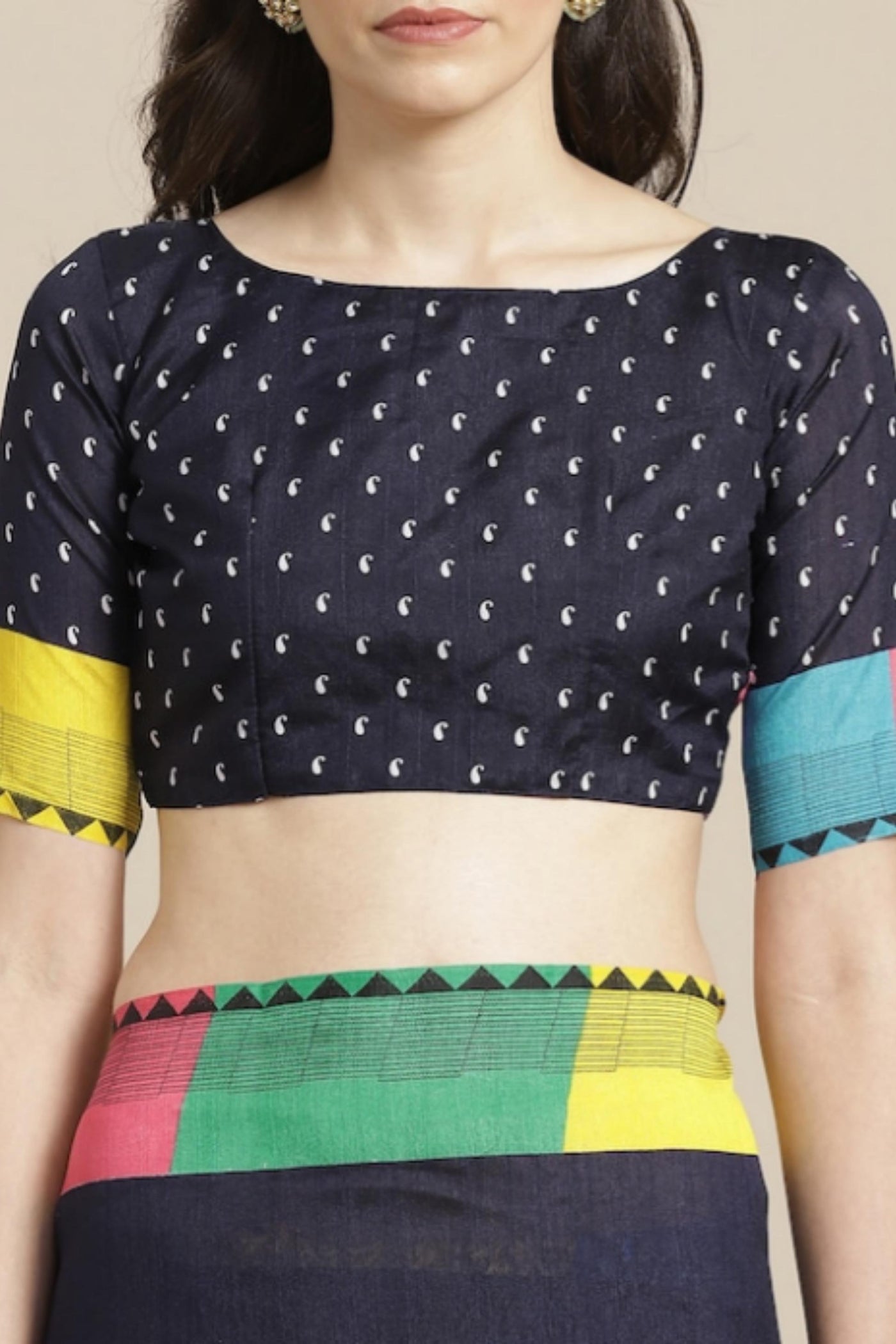 Sttylme - Feminine Navy Blue Bhagalpuri Saree