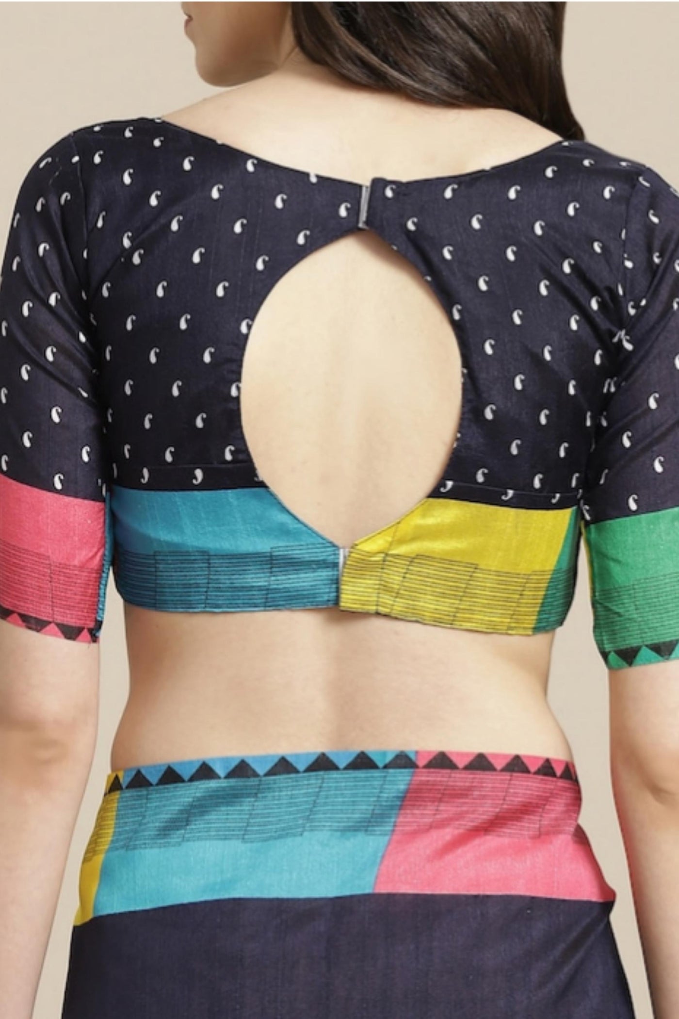 Sttylme - Feminine Navy Blue Bhagalpuri Saree