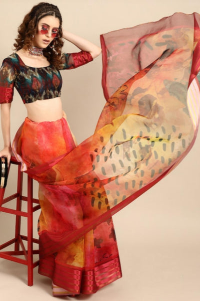     Lucky-Red-Black-Organza-Printed-Saree-Sttylme