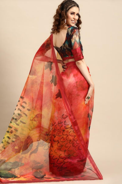     Lucky-Red-Black-Organza-Printed-Saree-Sttylme