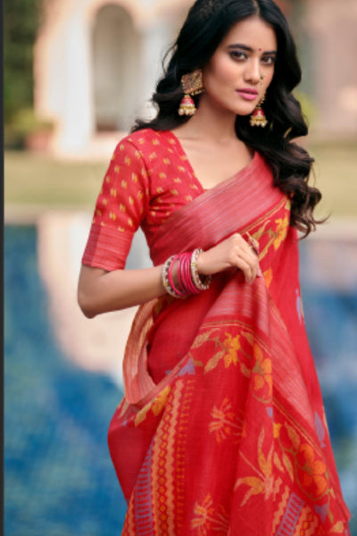 Simple-Rhyme-Lenin-Saree-Red-Sttylme