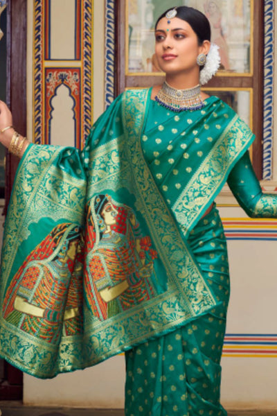      Victoria-Pure-Paithani-Silk-Saree-Green-sttylme