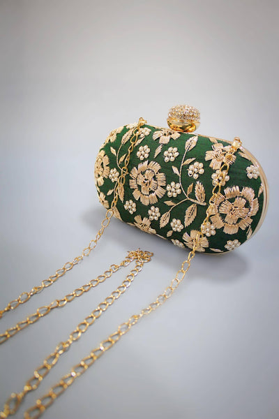 Breathtaking Bottle Green Clutch - Sttylme