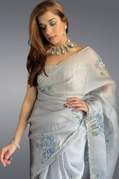 A Loving Floral Organza Saree - Sttylme