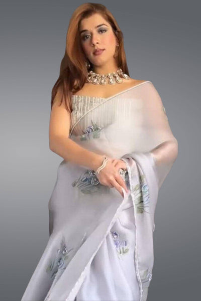 A Loving Floral Organza Saree - Sttylme
