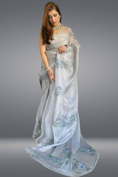 A Loving Floral Organza Saree - Sttylme