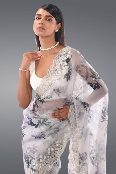 Destination Grey Organza Saree - Sttylme
