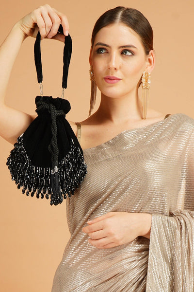 Celebrity Crystal Black Potli Bags - Sttylme
