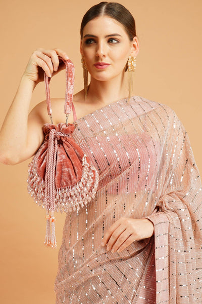 Celebrity Crystal Rose-Gold Potli Bags - Sttylme