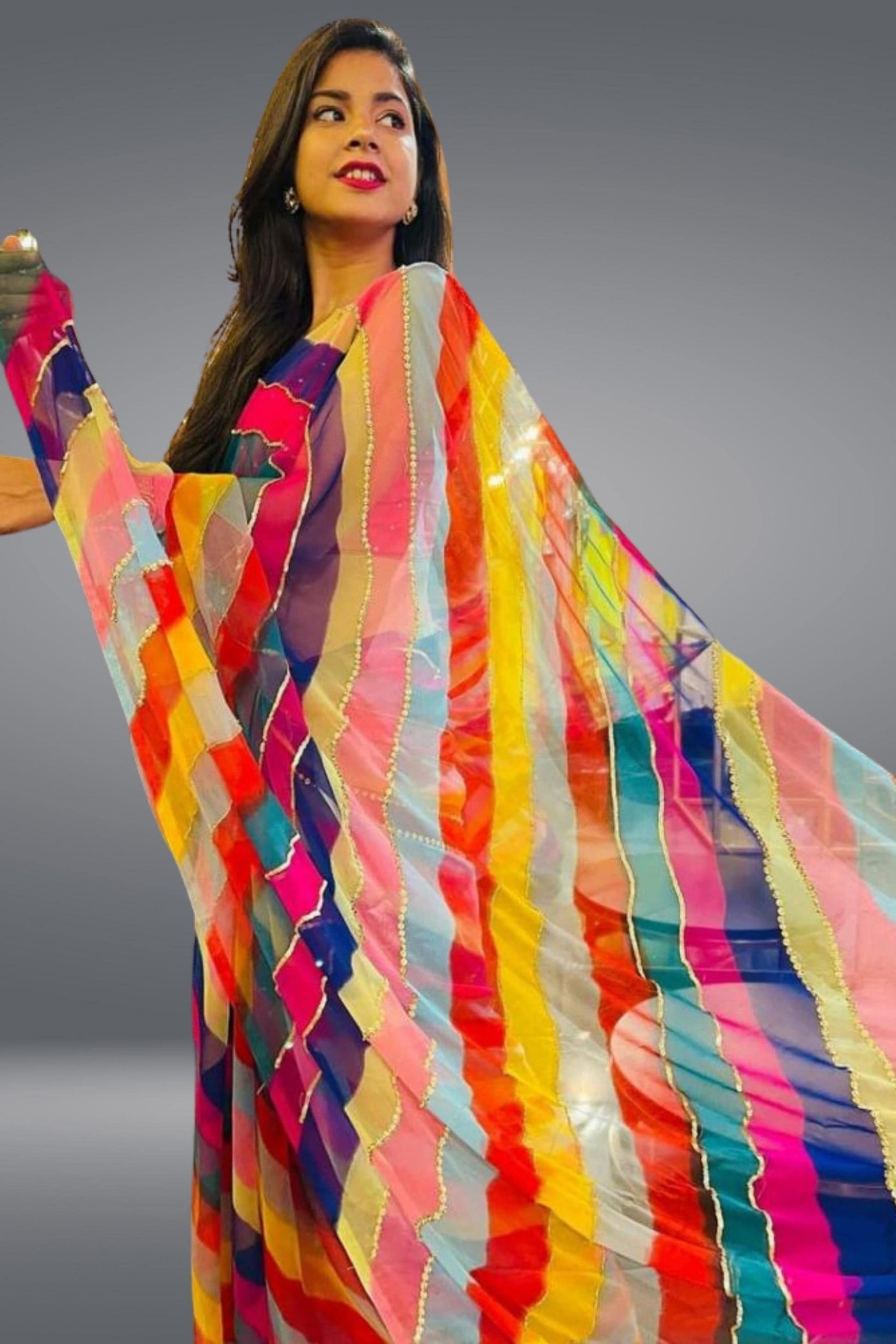 Cultural Lehria Multi-Color Saree - Sttylme