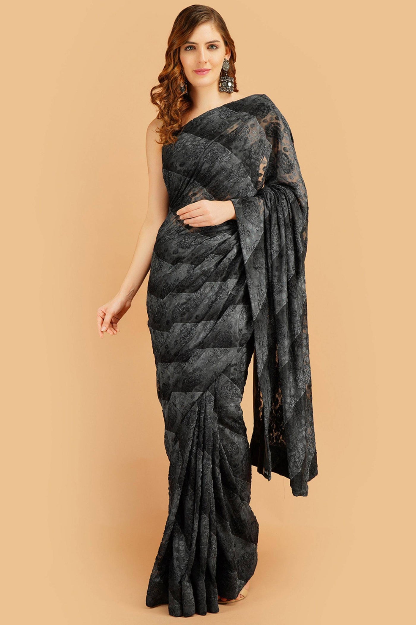 Midnight Black Saree - Sttylme