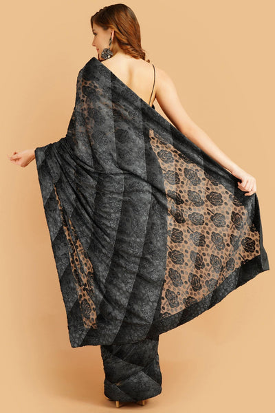 Midnight Black Saree - Sttylme