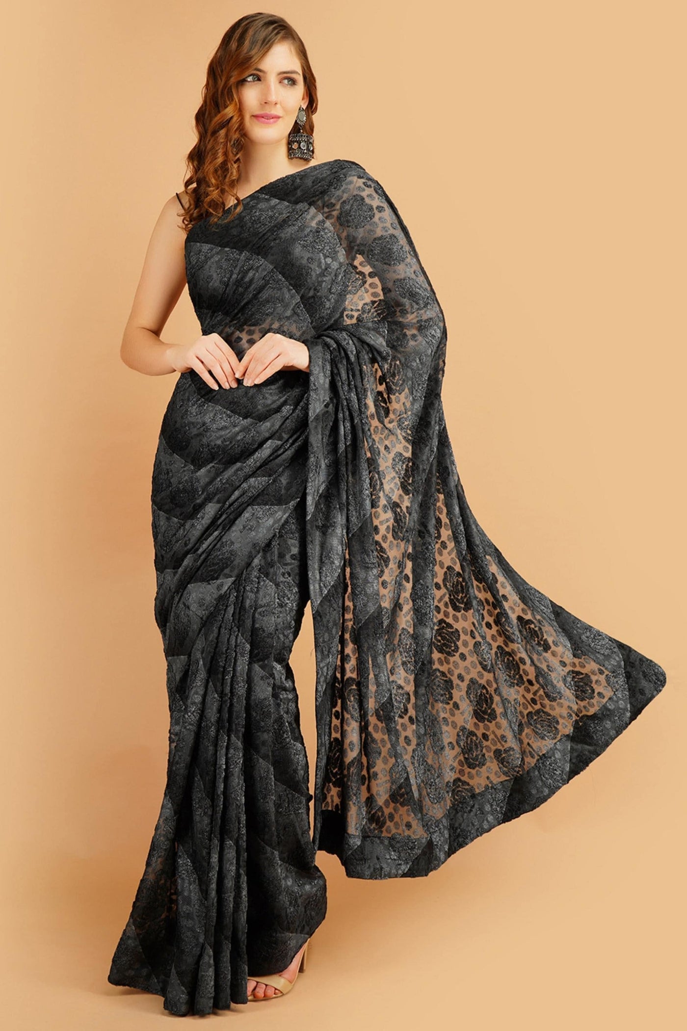 Midnight Black Saree - Sttylme
