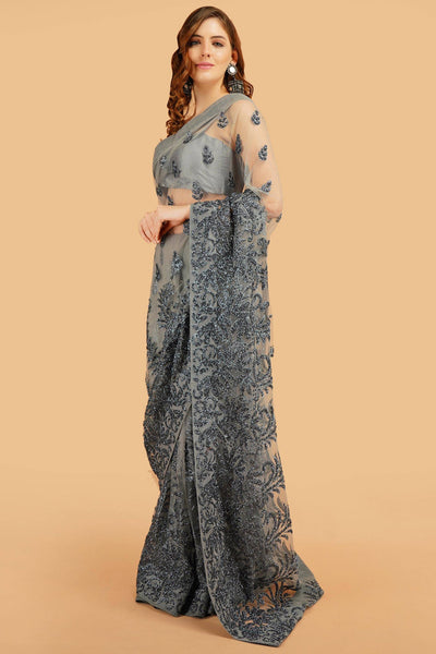 Sttylme - Miracle Grey Wedding Saree