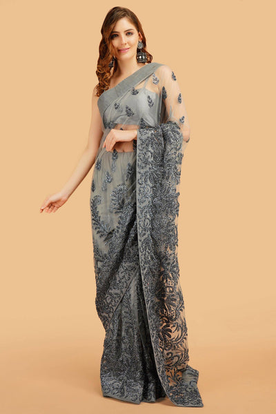 Sttylme - Miracle Grey Wedding Saree