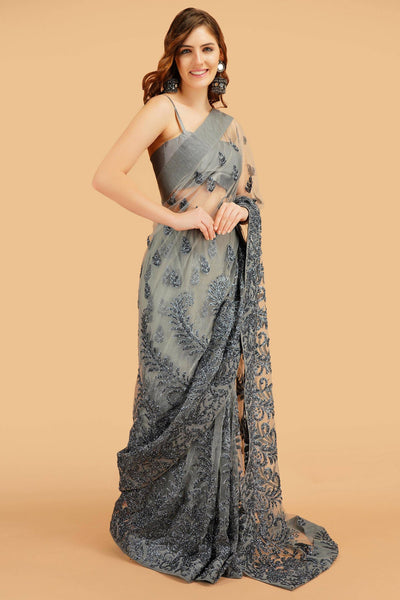 Sttylme - Miracle Grey Wedding Saree