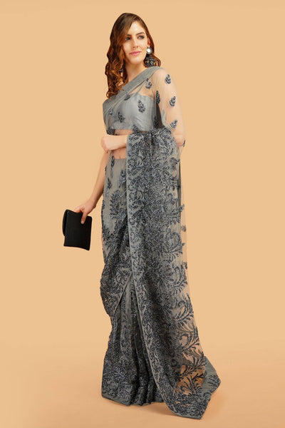 Sttylme - Miracle Grey Wedding Saree