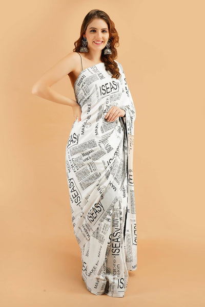 Newspaper Print Saree - Sttylme