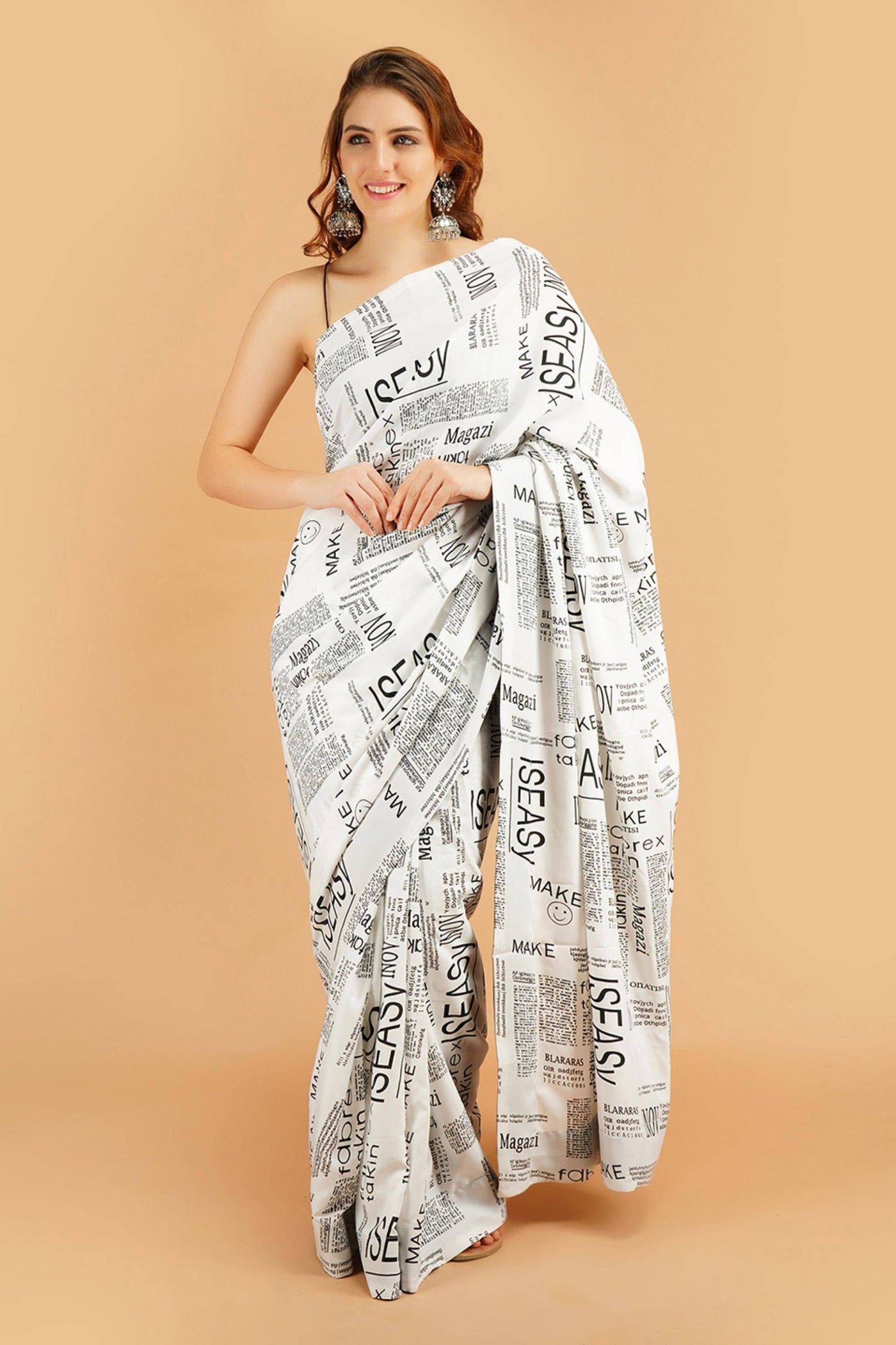 Newspaper Print Saree - Sttylme